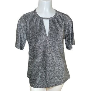 Michael by Michael Kors black and silver metallic sparkle top sz S